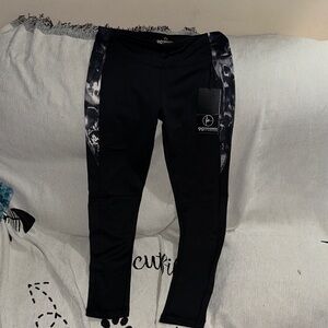 90 Degree By Reflex Leggings with Gray Pattern prove them wrong cosmic black New